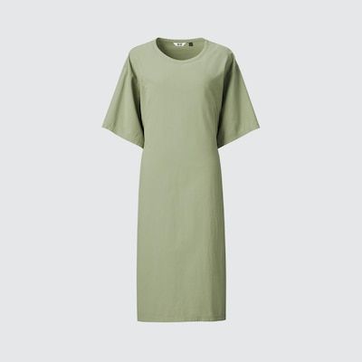 Сукня Uniqlo U оливкова 3Way Seersucker Short-Sleeve Dress 6696 фото