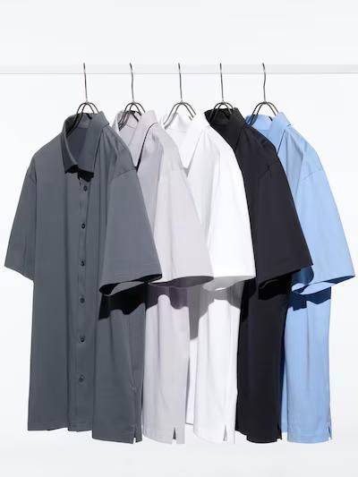 Футболка-поло Uniqlo темно-сiра AIRism Cotton Full Open Polo Shirt  7502 фото