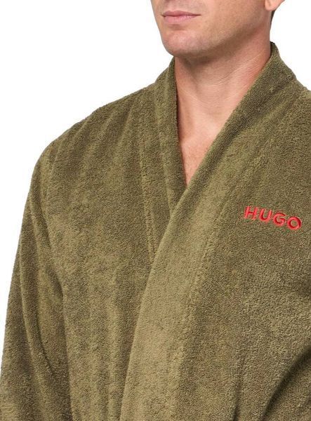 Халат HUGO оливковый Mens Long Terry Robe With Embroidered Logo  7797 фото