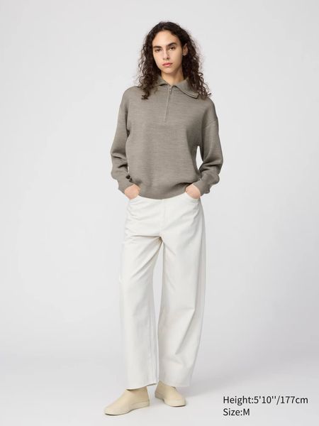 Кофта Uniqlo U оливковая Double Faced Knit Half-Zip Jumper 8069 фото