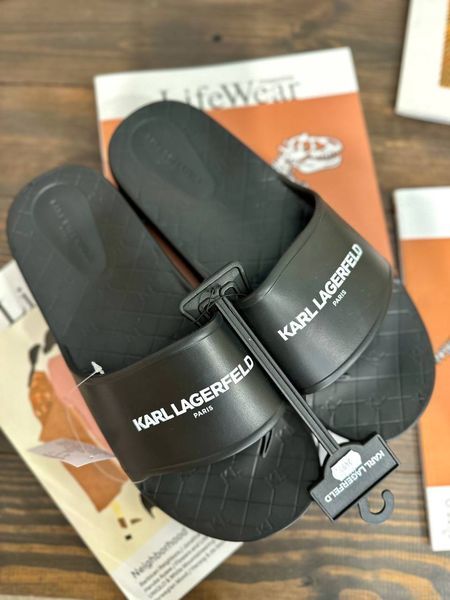 Слайди Karl Lagerfeld Paris черные Block Logo Slide Sandal  7464 фото