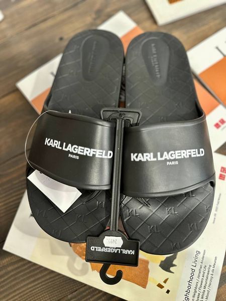 Слайди Karl Lagerfeld Paris черные Block Logo Slide Sandal  7464 фото