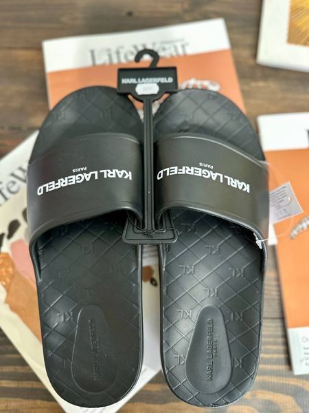 Слайди Karl Lagerfeld Paris черные Block Logo Slide Sandal  7464 фото