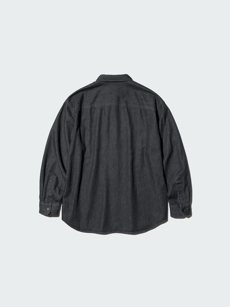 Рубашка Uniqlo черная джинсовая Denim Shirt  79811 фото