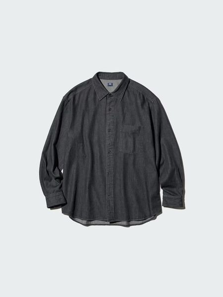 Рубашка Uniqlo черная джинсовая Denim Shirt  79811 фото