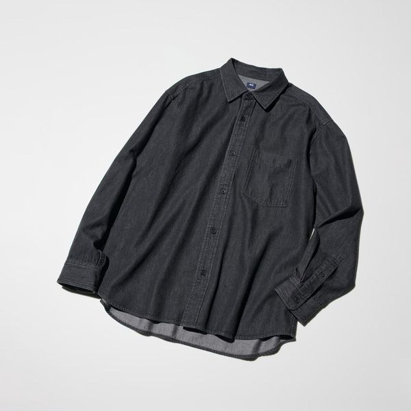 Рубашка Uniqlo черная джинсовая Denim Shirt  79811 фото