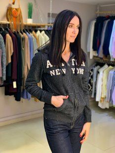 Меланжева худі з лого Abercrombie & Fitch 4754 фото