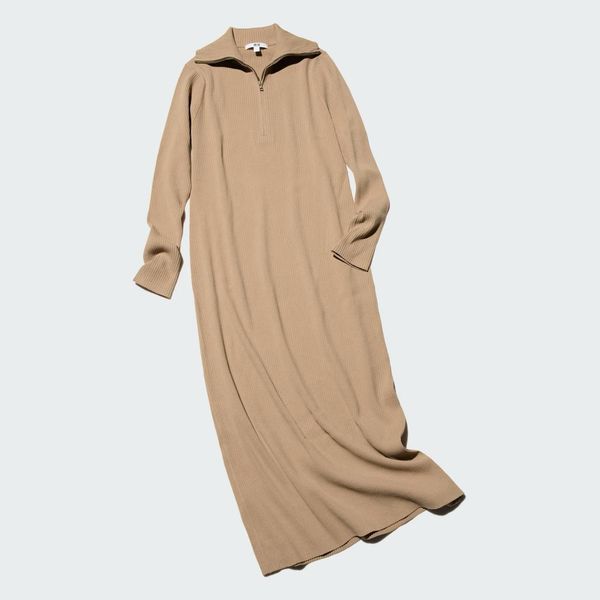 Платье Uniqlo черное Half-Zip Knit Dress 7517 фото