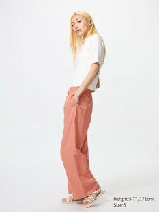 Брюки Uniqlo оранжевые Linen Blend Easy Trousers 80841 фото