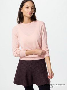 Джемпер Uniqlo блiдо-рожевий з вовни 100% Merino Crew Neck Jumper 77671111 фото