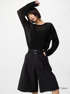 Джемпер Uniqlo черный 3D Knit Seamless Mesh Crew Neck Jumper 8467 фото