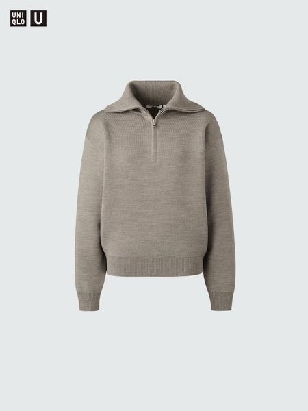 Кофта Uniqlo U оливковая Double Faced Knit Half-Zip Jumper 80691 фото