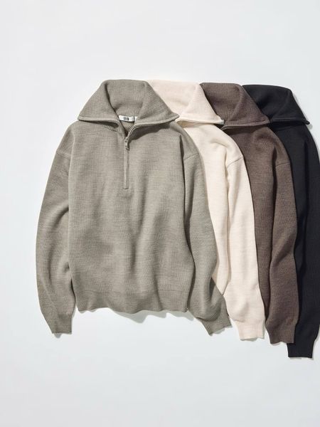 Кофта Uniqlo U оливковая Double Faced Knit Half-Zip Jumper 80691 фото