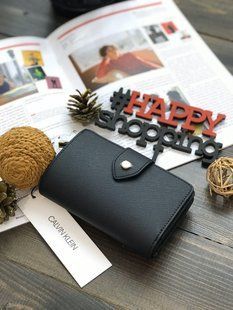 Гаманець Calvin Klein чорний з натуральної шкіри 4805 фото