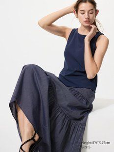 Топ Uniqlo темно-синій AIRism Crepe Jersey Boat Neck Bra Top AIRism 84231 фото