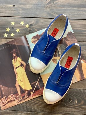 Синие кожаные слипоны Zenka&Mari 1440 фото