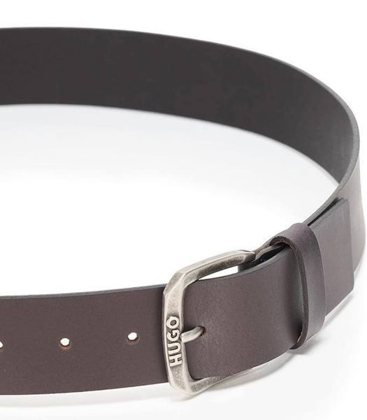 Ремінь HUGO темно-коричневий Berker Round Buckle Leather Belt 7426 фото