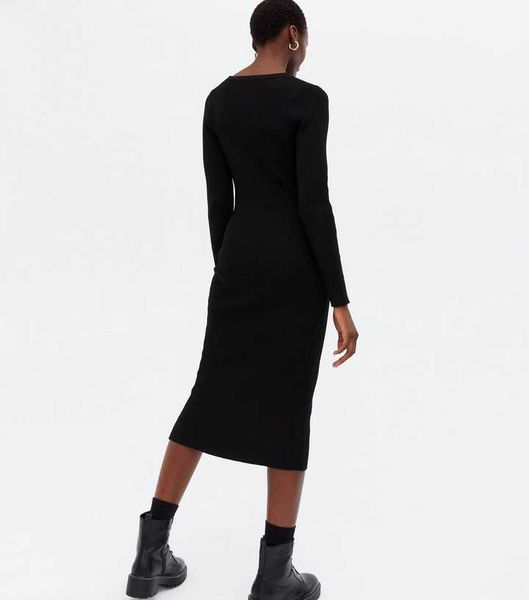 Сукня Uniqlo:С чорна BOAT NECK LONG SLEEVED KNITTED DRESS 6840 фото