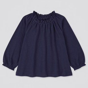 Кофта Uniqlo темно-синяя на девочку с кружевным воротничком 5476 фото