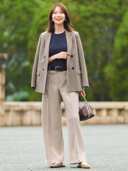 Брюки Uniqlo бежевые Brushed Jersey Wide Pants 8229 фото