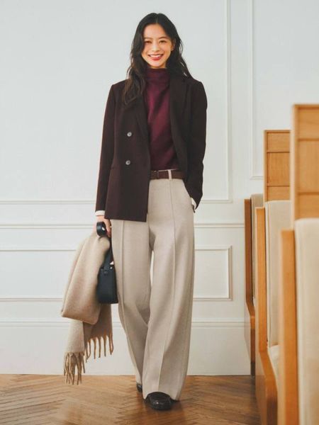 Брюки Uniqlo бежевые Brushed Jersey Wide Pants 8229 фото