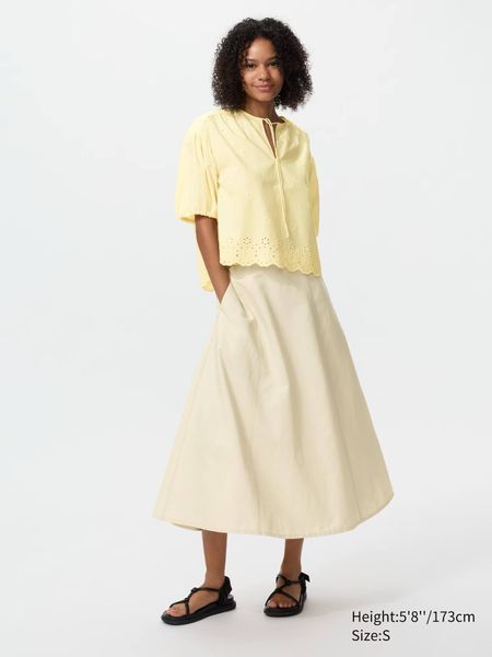 Блуза Uniqlo жовта Embroidery Half Sleeve Blouse 8364 фото