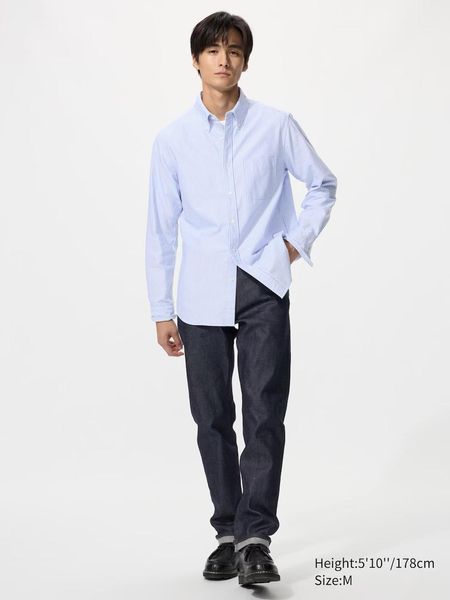 Сорочка Uniqlo жовта Oxford Slim Shirt | Striped 8282 фото