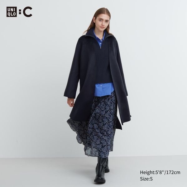 Пальто Uniqlo:C темно-синє WOOL BLEND WRAP COAT 6547 фото