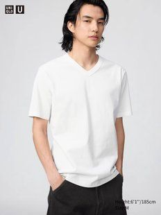 Футболка Uniqlo U біла V-Neck T-Shirt 84871 фото
