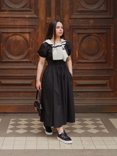 Сукня Uniqlo чорна Volume Sleeve Dress  730311 фото
