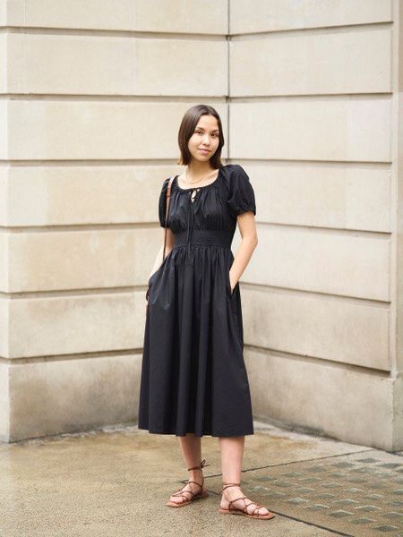 Сукня Uniqlo чорна Volume Sleeve Dress  730311 фото