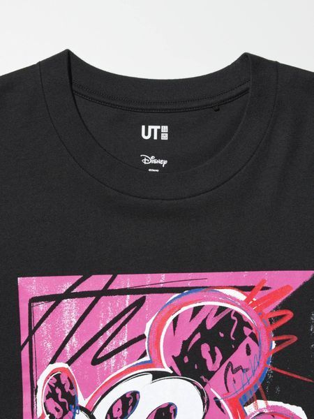 Футболка Uniqlo черная Disney's Mickey Faces UT Graphic T-Shirt 8028111 фото