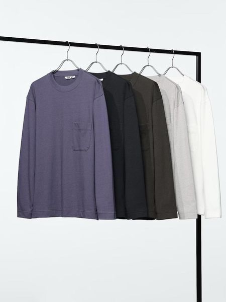 Лонгслив Uniqlo U белый Cotton Crew Neck T-shirt Long Sleeve 7949 фото