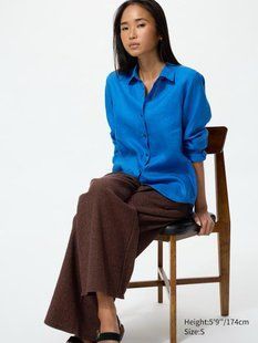 Брюки Uniqlo коричневi Shirring Easy Trousers 86331 фото