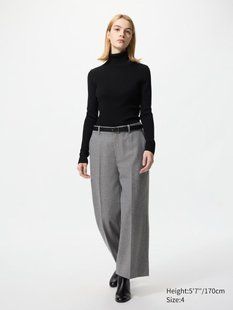 Брюки UNIQLO сірi утепленi Wide Cropped Trousers 7950 фото