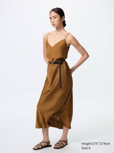 Сукня Uniqlo коричнева Satin Camisole Dress 7877 фото