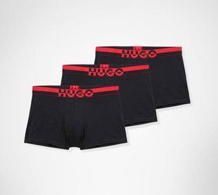 Набор трусов HUGO черные  Men's 3-pack Split Logo Trunk 8411 фото