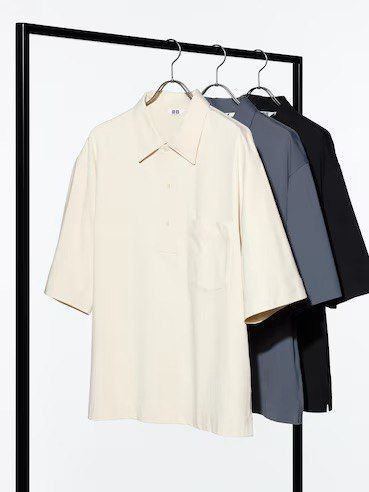 Футболка-поло Uniqlo темно-сiра AIRism Cotton Polo Shirt  7403 фото