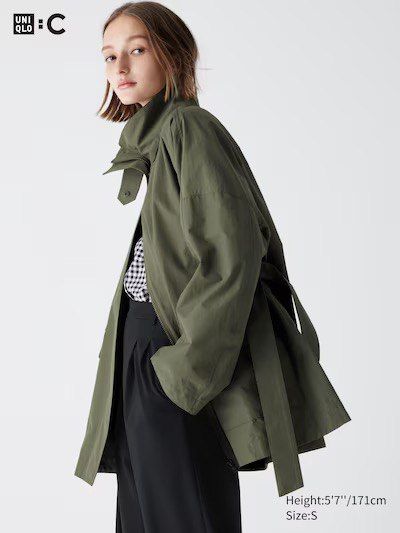 Жакет Uniqlo:C оливковый Stand Collar Oversized Coat 6888 фото