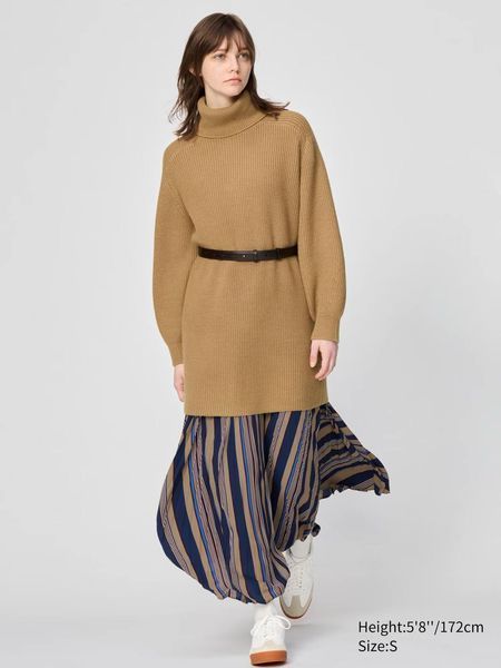 Светр Uniqlo:C бежевий подовжений Knitted Mini Dress 8012 фото