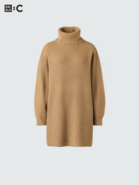 Светр Uniqlo:C бежевий подовжений Knitted Mini Dress 8012 фото