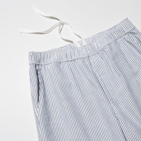 Брюки Uniqlo серые в полоску Cotton Relaxed Ankle Pants | Striped 79151 фото