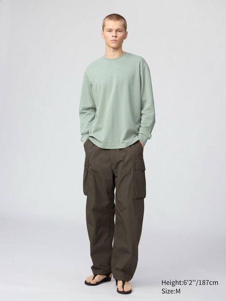 Лонгслів UniqloU зелений AIRism Cotton T-Shirt | Long Sleeve 829611 фото