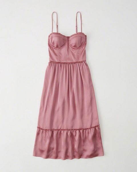 Рожева сатинова сукня Abercrombie & Fitch 2722 фото
