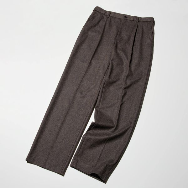 Брюки Uniqlo темно-коричневі Pleated Wide Trousers (Brushed Jersey, Patterned, Longer) 8545 фото