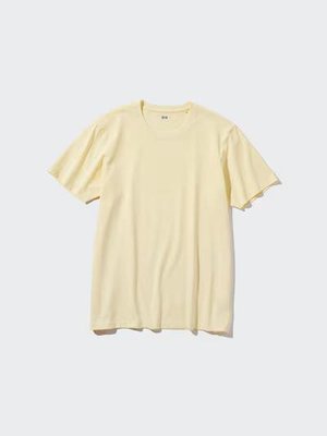 Футболка Uniqlo жовта Supima Cotton Crew Neck T-Shirt 6962 фото