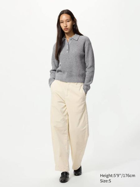 Джемпер Uniqlo+COMPTOIR DES COTONNIERS сірий Wool Blend Polo Jumper 80151 фото