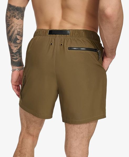 Пляжные шорты DKNY оливковые Stretch Quick Dry Volley UPF 40+ Protection Swim Trunk 7440 фото
