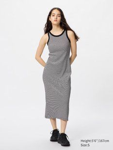Платье Uniqlo черно-белое Ribbed Bra Dress  75971 фото