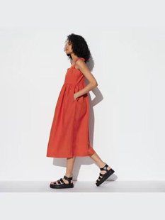 Платье Uniqlo оранжевое Linen Blend Camisole Dress  733311 фото